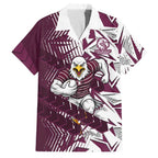 Manly Warringah Sea Eagles Rugby Family Matching Off Shoulder Maxi Dress and Hawaiian Shirt Fierce Mascot Geometric Tribal Art