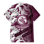 Manly Warringah Sea Eagles Rugby Family Matching Off Shoulder Maxi Dress and Hawaiian Shirt Fierce Mascot Geometric Tribal Art