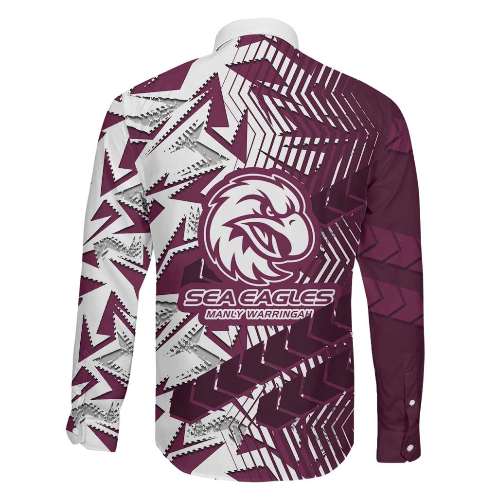 Manly Warringah Sea Eagles Rugby Family Matching Off Shoulder Maxi Dress and Hawaiian Shirt Fierce Mascot Geometric Tribal Art