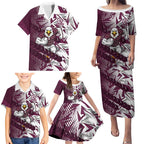 Manly Warringah Sea Eagles Rugby Family Matching Puletasi and Hawaiian Shirt Fierce Mascot Geometric Tribal Art
