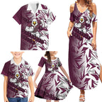 Manly Warringah Sea Eagles Rugby Family Matching Summer Maxi Dress and Hawaiian Shirt Fierce Mascot Geometric Tribal Art