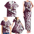 Manly Warringah Sea Eagles Rugby Family Matching Tank Maxi Dress and Hawaiian Shirt Fierce Mascot Geometric Tribal Art