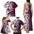 Manly Warringah Sea Eagles Rugby Family Matching Tank Maxi Dress and Hawaiian Shirt Fierce Mascot Geometric Tribal Art