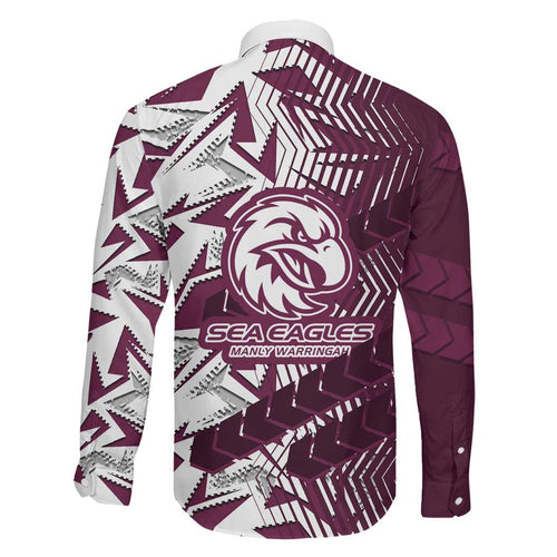Manly Warringah Sea Eagles Rugby Family Matching Tank Maxi Dress and Hawaiian Shirt Fierce Mascot Geometric Tribal Art