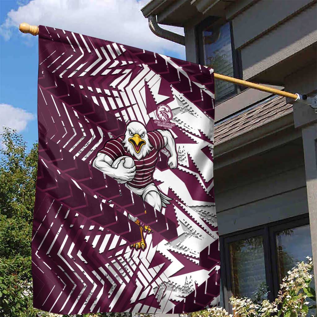 Manly Warringah Sea Eagles Rugby Garden Flag Fierce Mascot Geometric Tribal Art