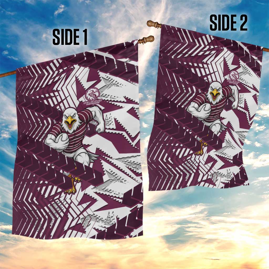 Manly Warringah Sea Eagles Rugby Garden Flag Fierce Mascot Geometric Tribal Art