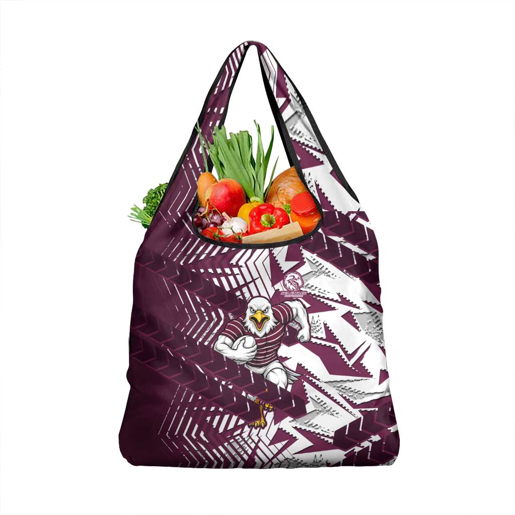 Manly Warringah Sea Eagles Rugby Grocery Bag Fierce Mascot Geometric Tribal Art