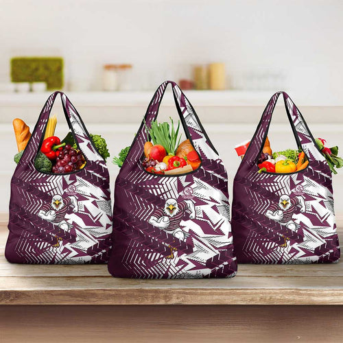 Manly Warringah Sea Eagles Rugby Grocery Bag Fierce Mascot Geometric Tribal Art