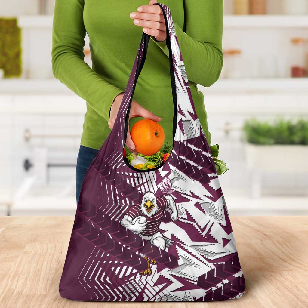 Manly Warringah Sea Eagles Rugby Grocery Bag Fierce Mascot Geometric Tribal Art