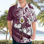 Manly Warringah Sea Eagles Rugby Hawaiian Shirt Fierce Mascot Geometric Tribal Art