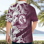 Manly Warringah Sea Eagles Rugby Hawaiian Shirt Fierce Mascot Geometric Tribal Art