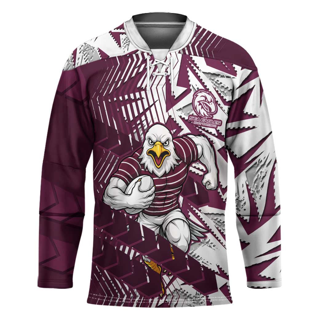 Manly Warringah Sea Eagles Rugby Hockey Jersey Fierce Mascot Geometric Tribal Art