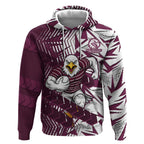 Manly Warringah Sea Eagles Rugby Hoodie Fierce Mascot Geometric Tribal Art