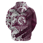 Manly Warringah Sea Eagles Rugby Hoodie Fierce Mascot Geometric Tribal Art
