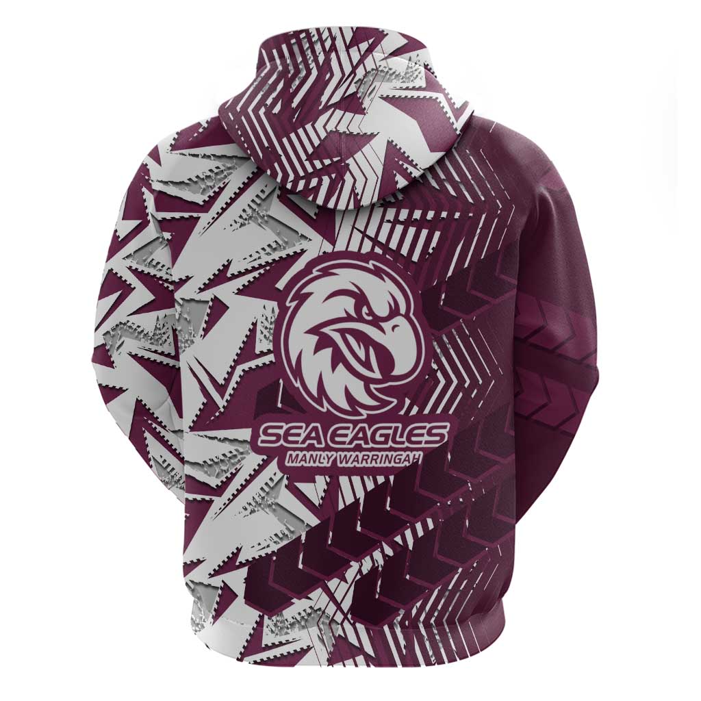 Manly Warringah Sea Eagles Rugby Hoodie Fierce Mascot Geometric Tribal Art