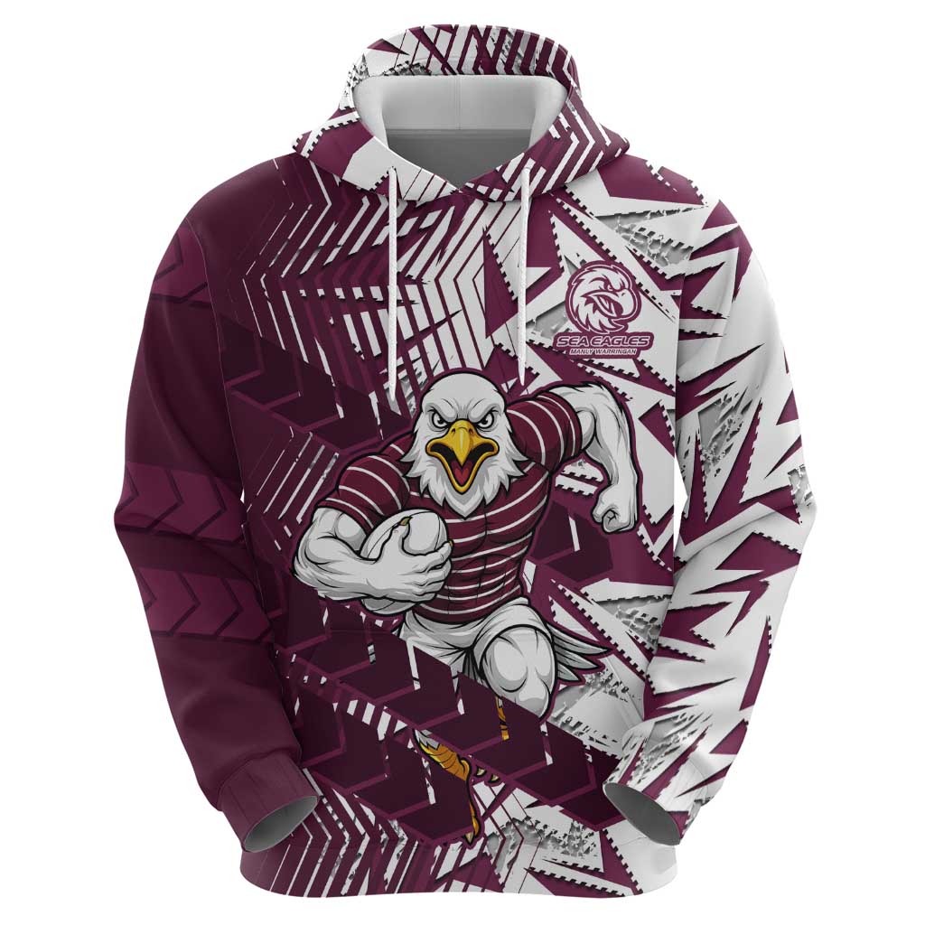 Manly Warringah Sea Eagles Rugby Hoodie Fierce Mascot Geometric Tribal Art