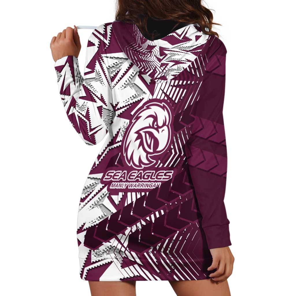Manly Warringah Sea Eagles Rugby Hoodie Dress Fierce Mascot Geometric Tribal Art