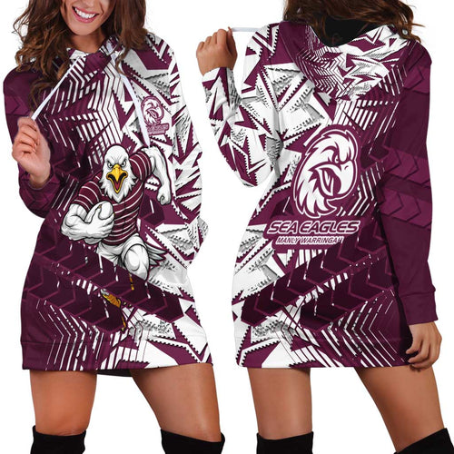 Manly Warringah Sea Eagles Rugby Hoodie Dress Fierce Mascot Geometric Tribal Art
