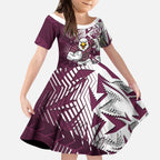 Manly Warringah Sea Eagles Rugby Kid Short Sleeve Dress Fierce Mascot Geometric Tribal Art