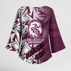 Manly Warringah Sea Eagles Rugby Kimono Sleeve Blouse Fierce Mascot Geometric Tribal Art