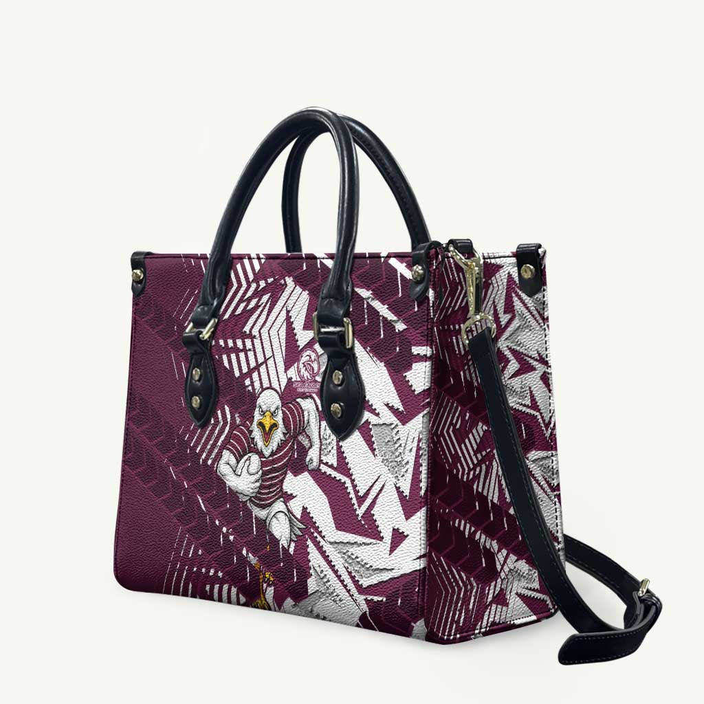 Manly Warringah Sea Eagles Rugby Leather Bag Fierce Mascot Geometric Tribal Art