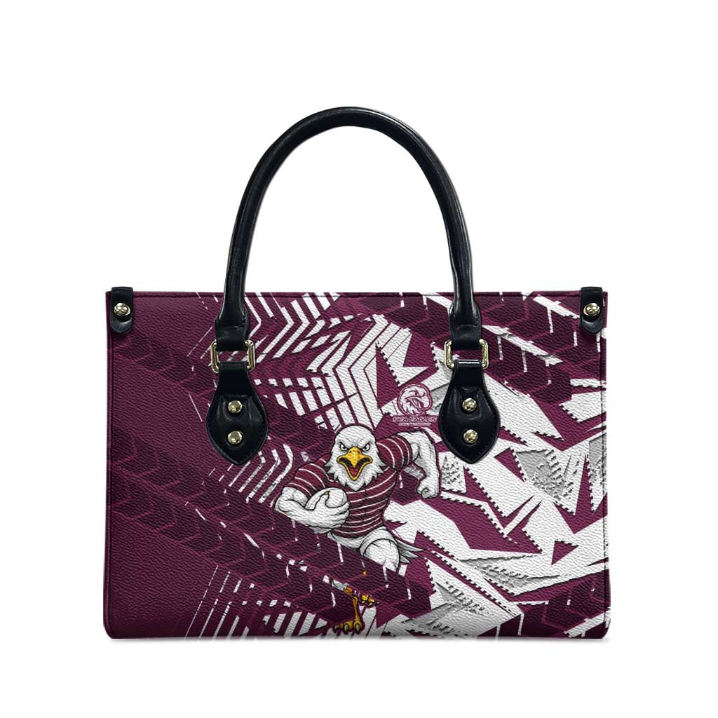 Manly Warringah Sea Eagles Rugby Leather Bag Fierce Mascot Geometric Tribal Art