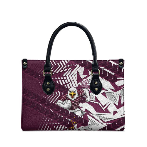 Manly Warringah Sea Eagles Rugby Leather Bag Fierce Mascot Geometric Tribal Art