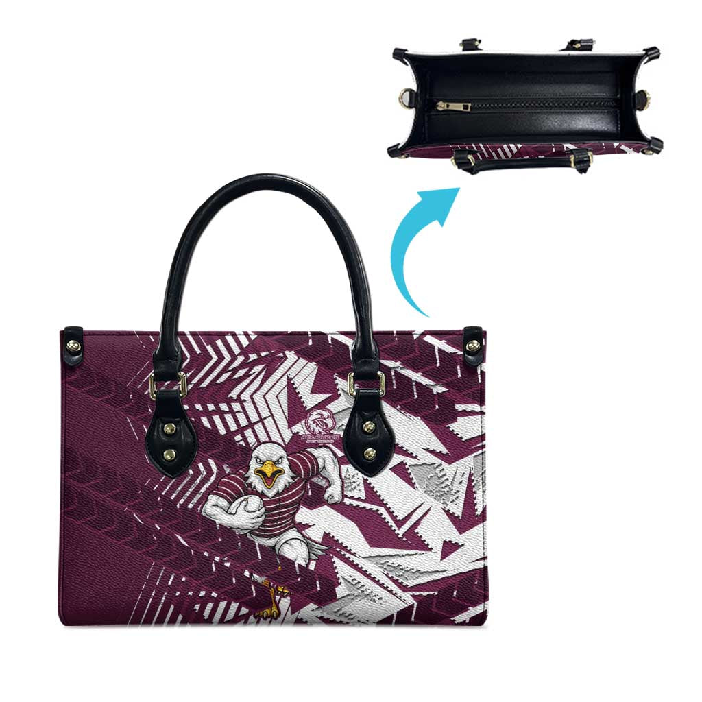 Manly Warringah Sea Eagles Rugby Leather Bag Fierce Mascot Geometric Tribal Art