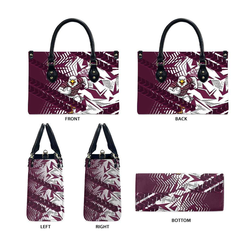 Manly Warringah Sea Eagles Rugby Leather Bag Fierce Mascot Geometric Tribal Art