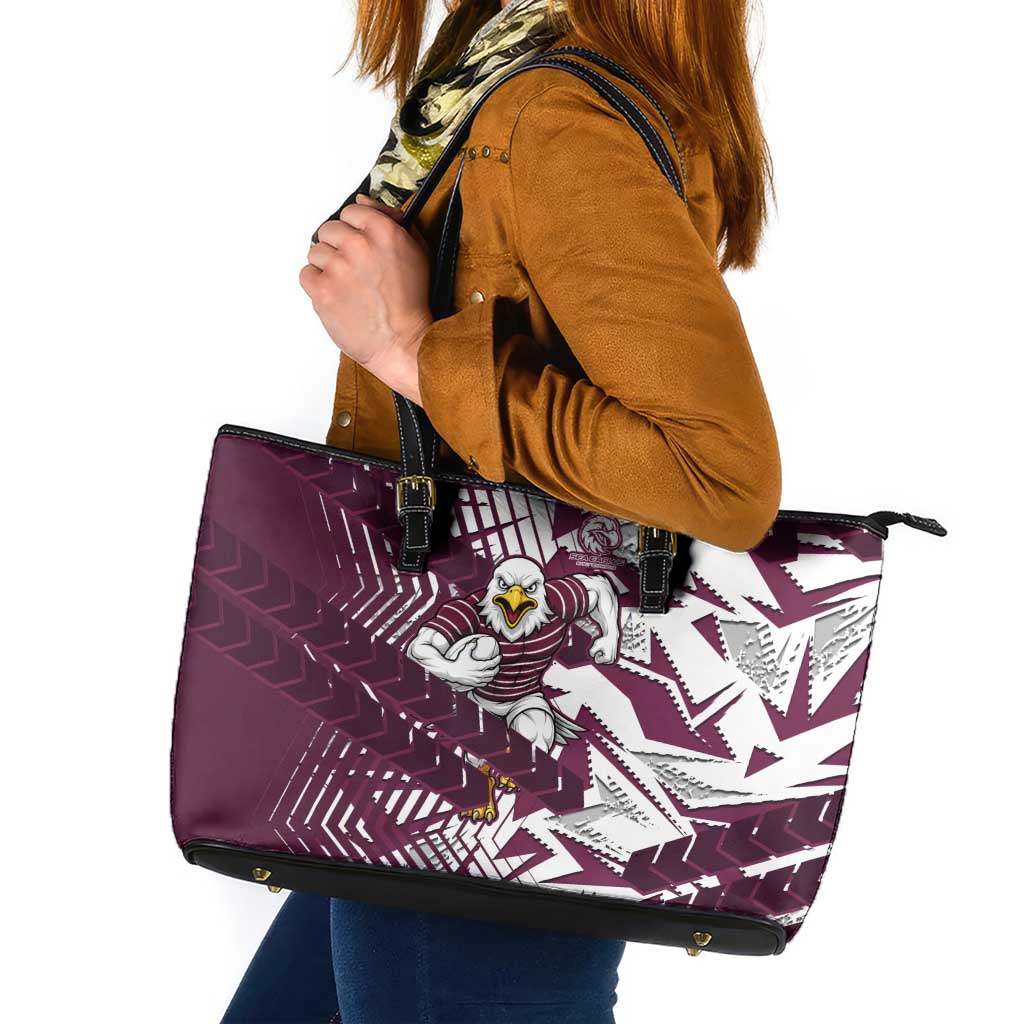 Manly Warringah Sea Eagles Rugby Leather Tote Bag Fierce Mascot Geometric Tribal Art