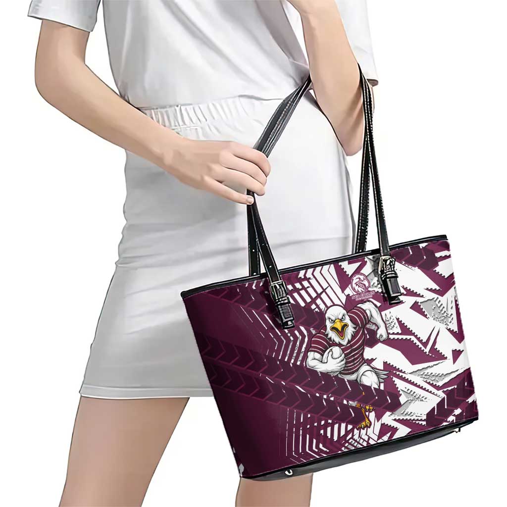 Manly Warringah Sea Eagles Rugby Leather Tote Bag Fierce Mascot Geometric Tribal Art