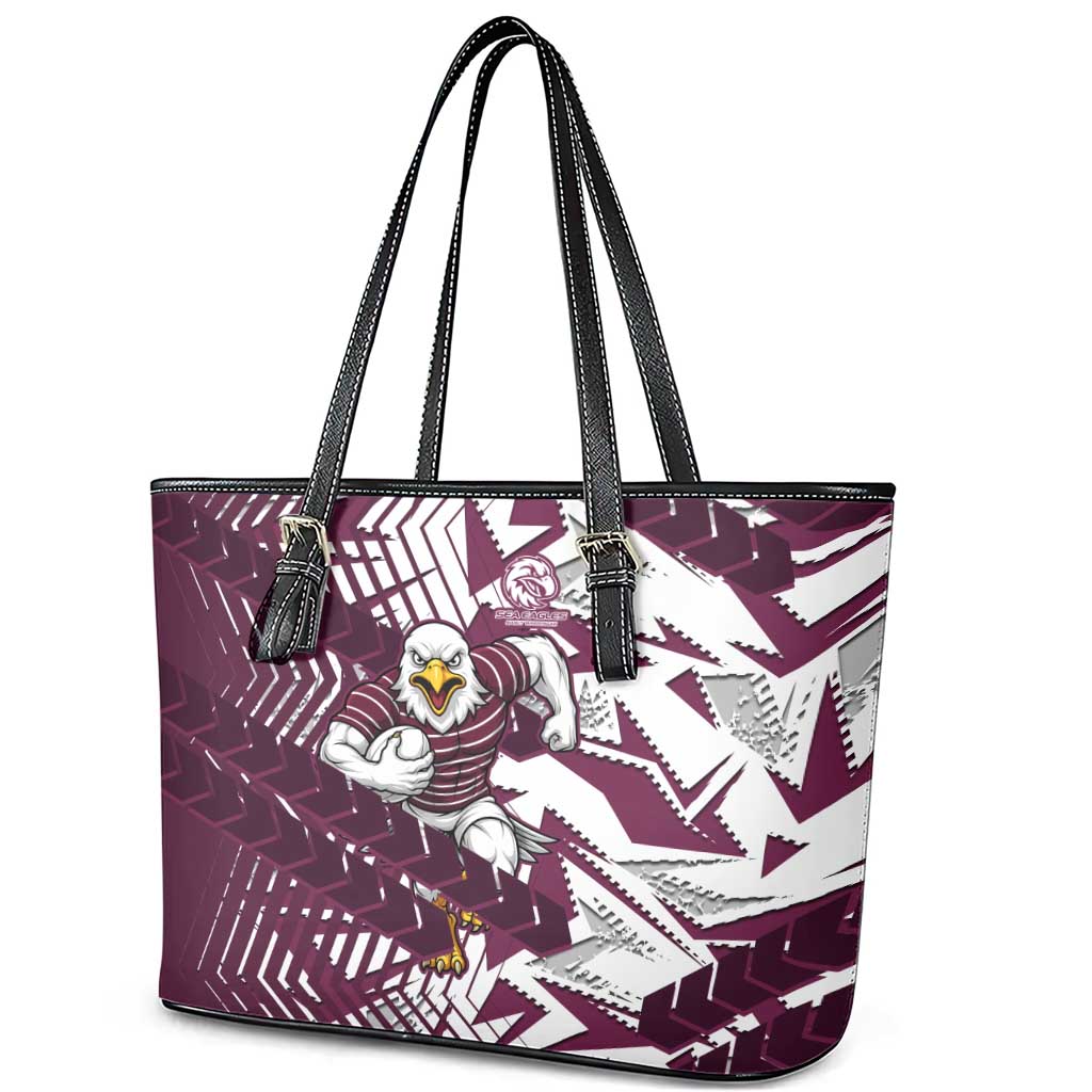 Manly Warringah Sea Eagles Rugby Leather Tote Bag Fierce Mascot Geometric Tribal Art