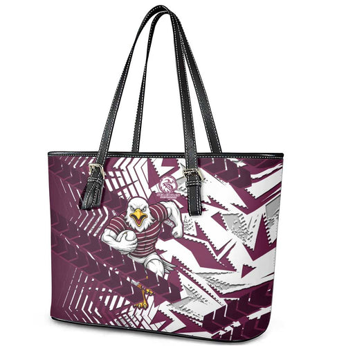 Manly Warringah Sea Eagles Rugby Leather Tote Bag Fierce Mascot Geometric Tribal Art