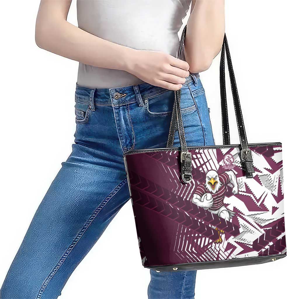 Manly Warringah Sea Eagles Rugby Leather Tote Bag Fierce Mascot Geometric Tribal Art