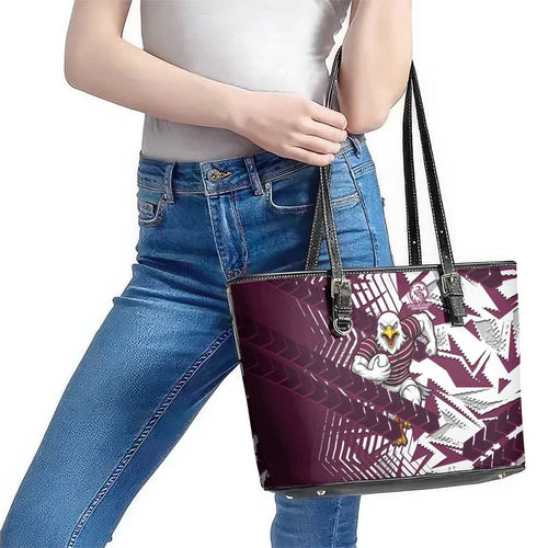 Manly Warringah Sea Eagles Rugby Leather Tote Bag Fierce Mascot Geometric Tribal Art