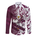 Manly Warringah Sea Eagles Rugby Long Sleeve Button Shirt Fierce Mascot Geometric Tribal Art