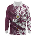 Manly Warringah Sea Eagles Rugby Long Sleeve Polo Shirt Fierce Mascot Geometric Tribal Art