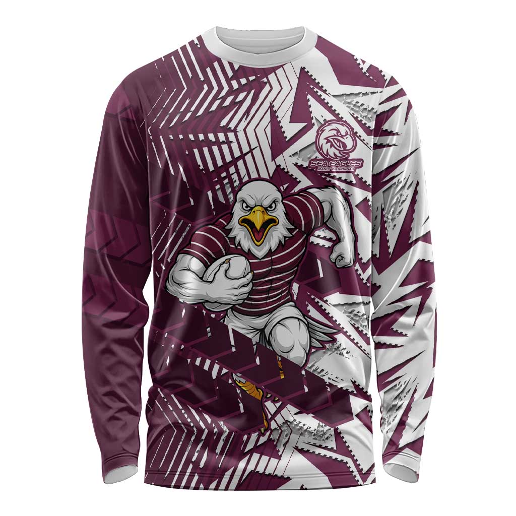 Manly Warringah Sea Eagles Rugby Long Sleeve Shirt Fierce Mascot Geometric Tribal Art