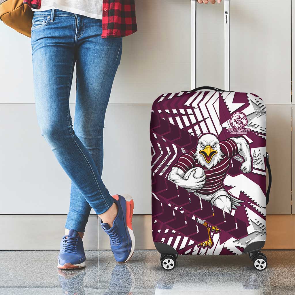 Manly Warringah Sea Eagles Rugby Luggage Cover Fierce Mascot Geometric Tribal Art