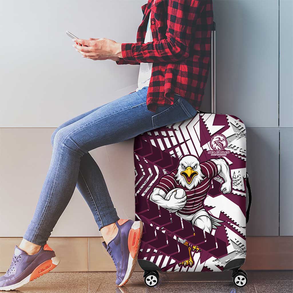 Manly Warringah Sea Eagles Rugby Luggage Cover Fierce Mascot Geometric Tribal Art
