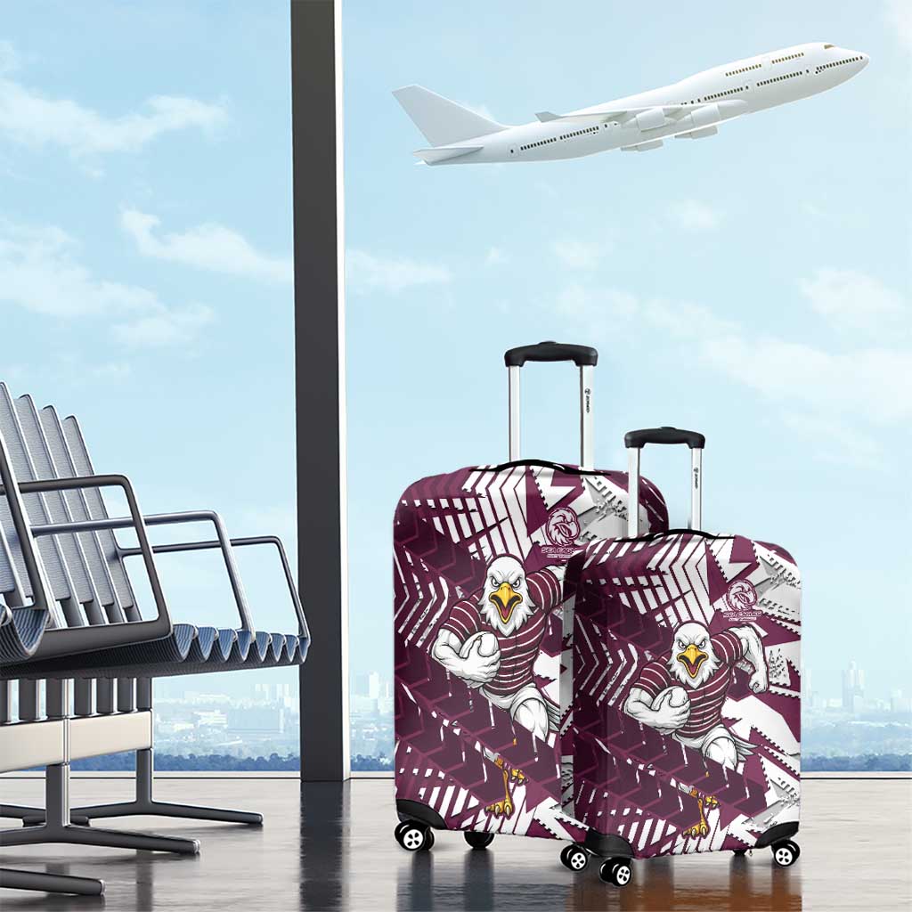 Manly Warringah Sea Eagles Rugby Luggage Cover Fierce Mascot Geometric Tribal Art