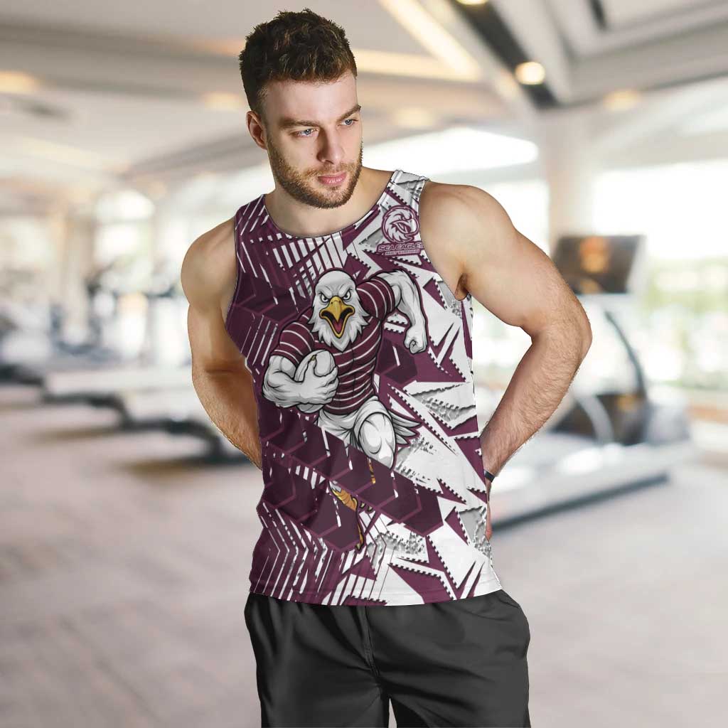 Manly Warringah Sea Eagles Rugby Men Tank Top Fierce Mascot Geometric Tribal Art