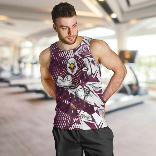 Manly Warringah Sea Eagles Rugby Men Tank Top Fierce Mascot Geometric Tribal Art