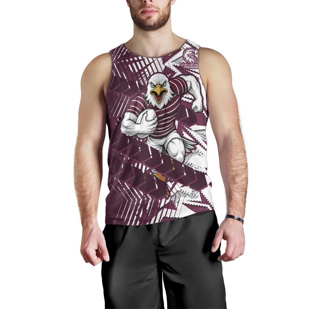 Manly Warringah Sea Eagles Rugby Men Tank Top Fierce Mascot Geometric Tribal Art