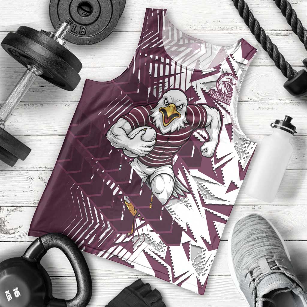 Manly Warringah Sea Eagles Rugby Men Tank Top Fierce Mascot Geometric Tribal Art