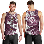 Manly Warringah Sea Eagles Rugby Men Tank Top Fierce Mascot Geometric Tribal Art