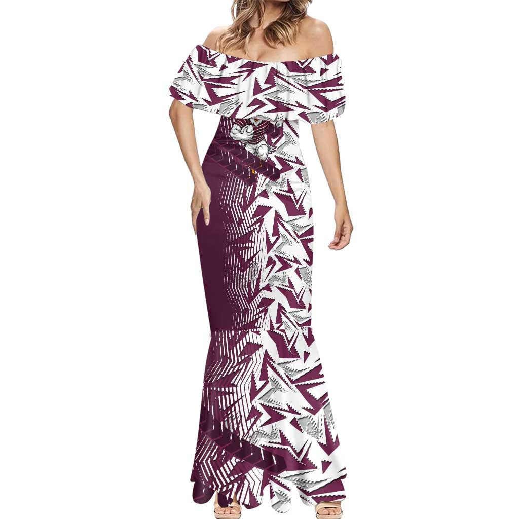 Manly Warringah Sea Eagles Rugby Mermaid Dress Fierce Mascot Geometric Tribal Art