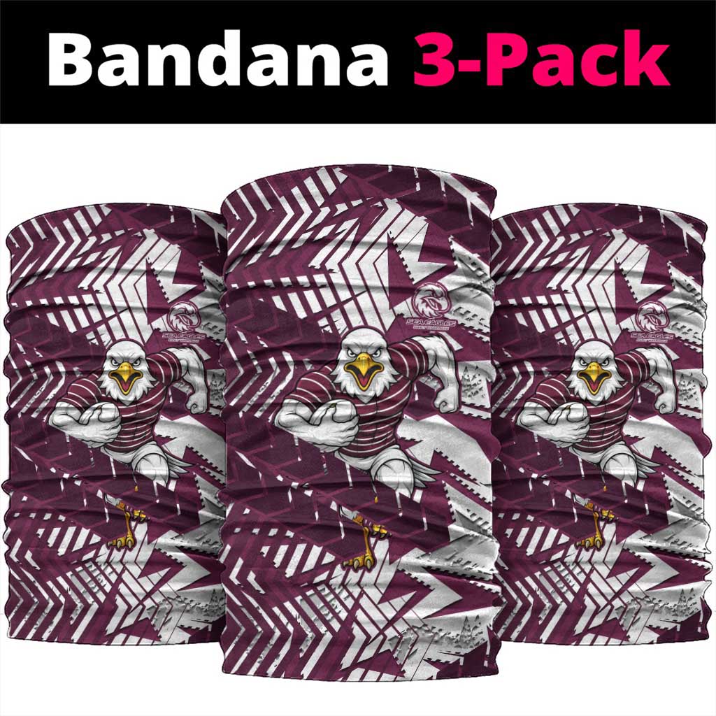 Manly Warringah Sea Eagles Rugby Neck Gaiter Fierce Mascot Geometric Tribal Art