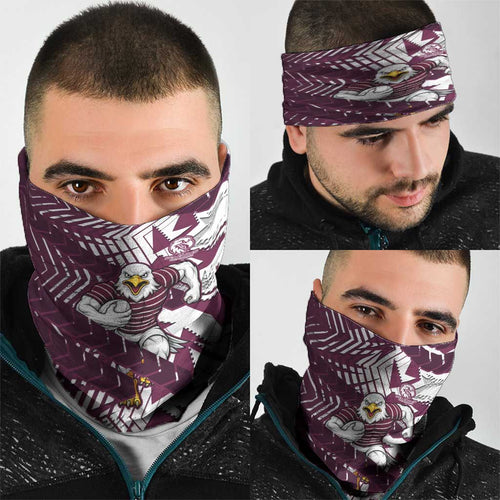 Manly Warringah Sea Eagles Rugby Neck Gaiter Fierce Mascot Geometric Tribal Art
