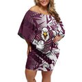 Manly Warringah Sea Eagles Rugby Off Shoulder Short Dress Fierce Mascot Geometric Tribal Art